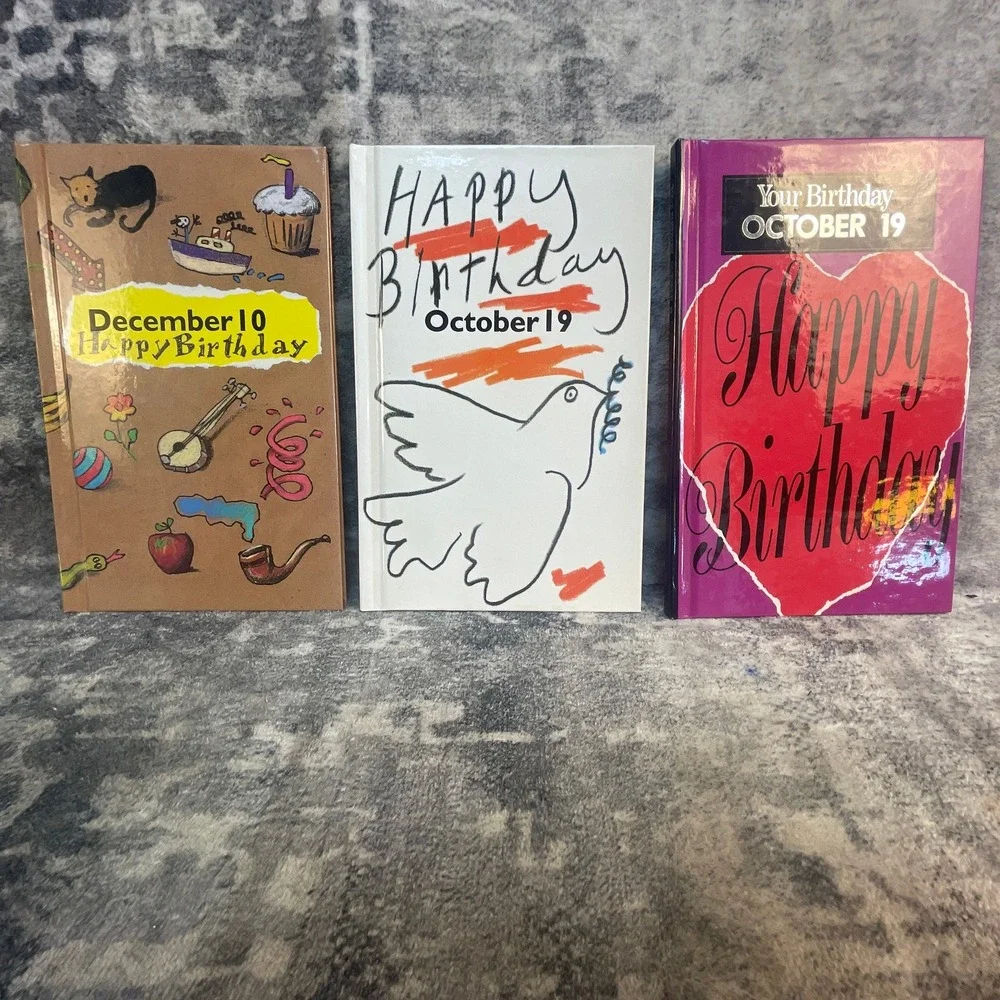 Birthday Book Lot December 10 October 19 Vintage Hardcover Gift Journals 3pk